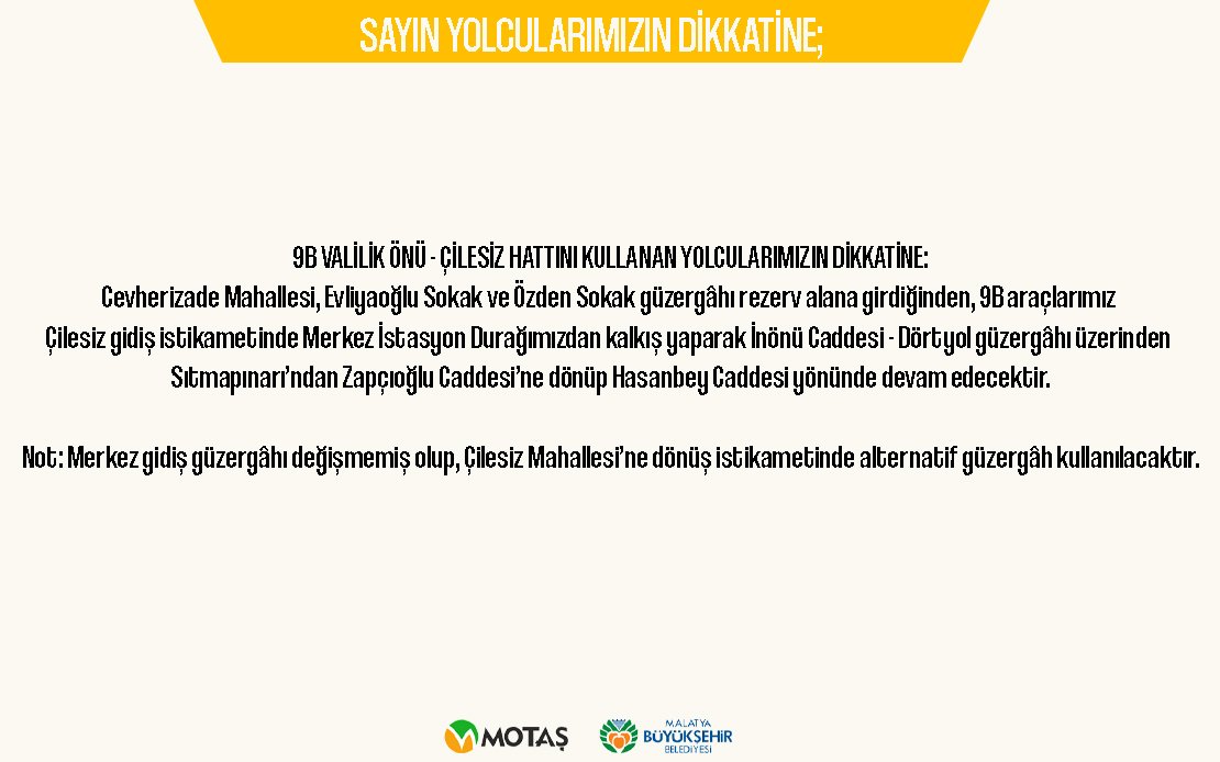 YOLCULARIMIZIN DİKKATİNE !