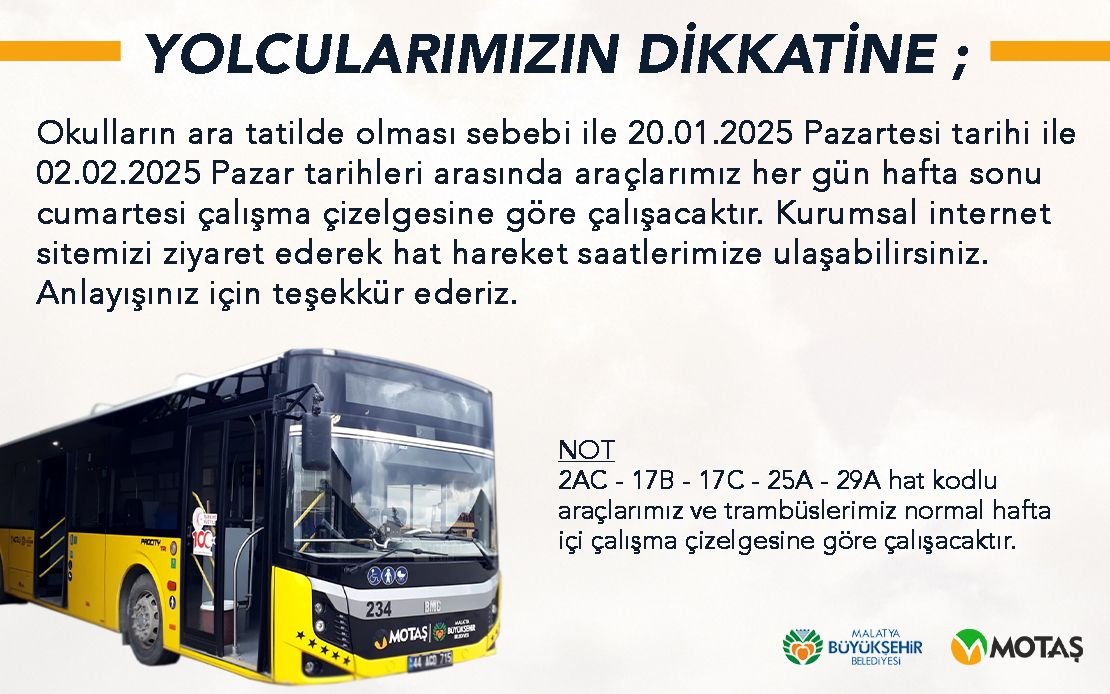 YOLCULARIMIZIN DİKKATİNE !