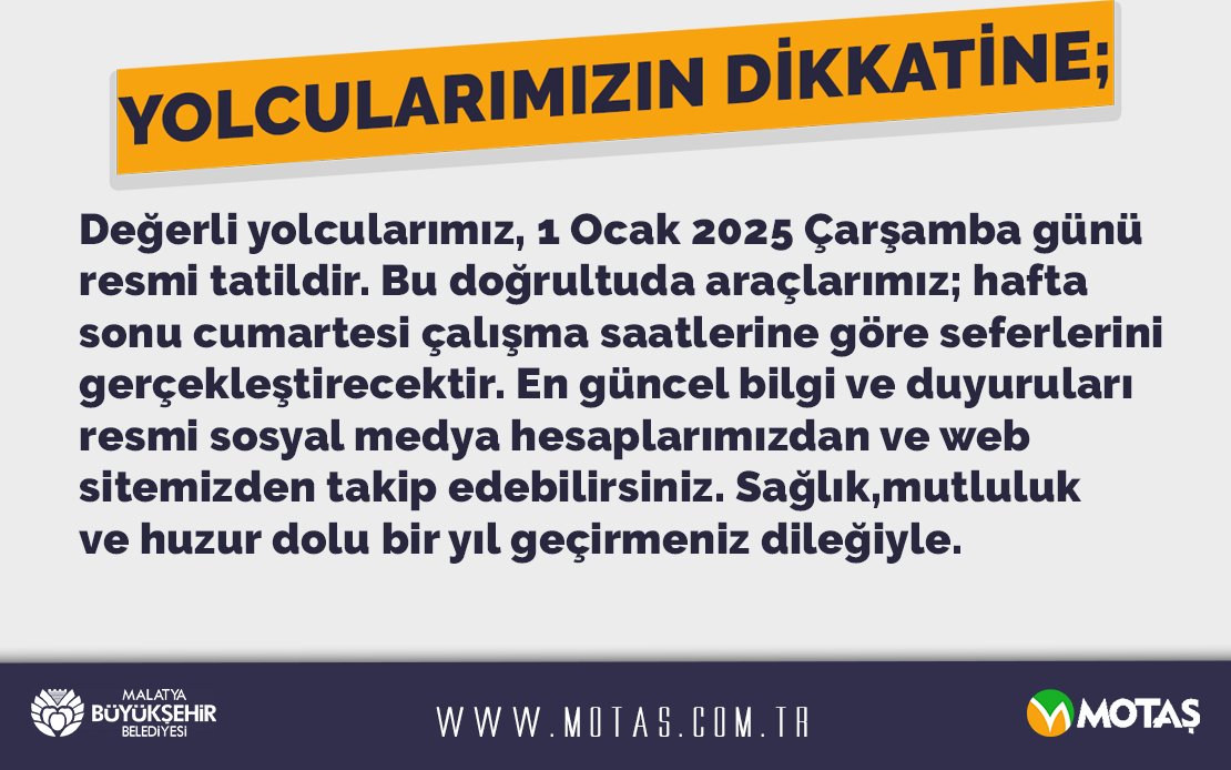 YOLCULARIMIZIN DİKKATİNE !